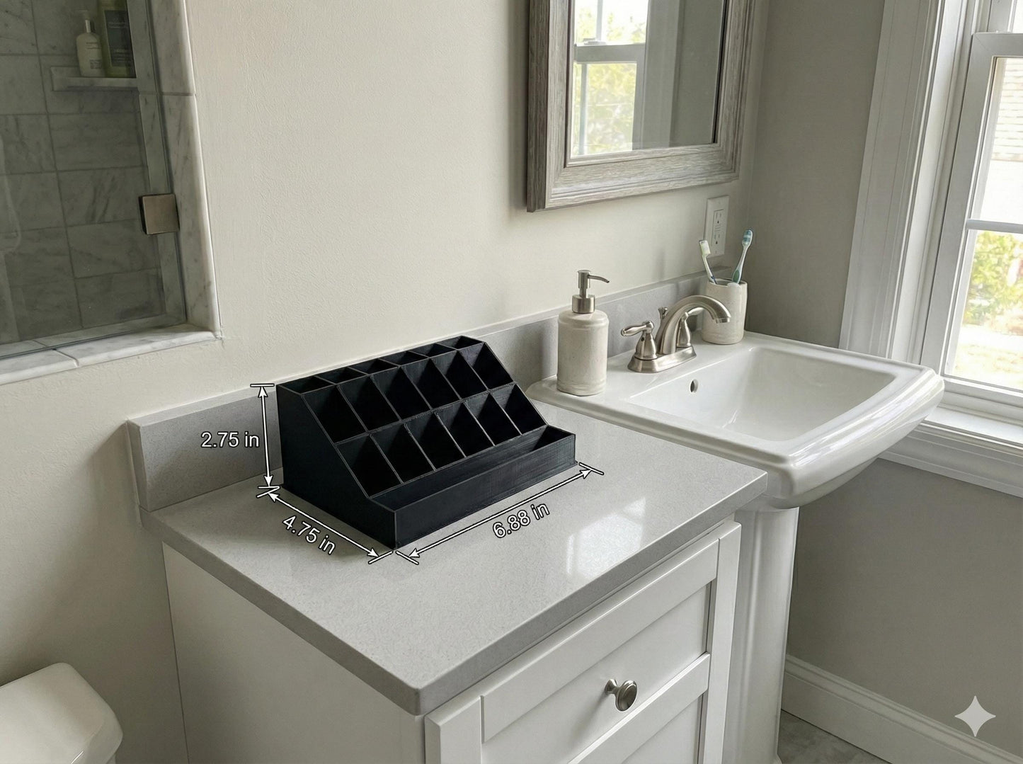 Makeup Organizer | Vanity Organizer | Cosmetic Storage Tray | Brush & Beauty Organizer