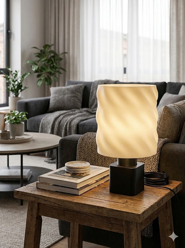 The Milanese | Wavy Sculptural 3D Printed Table Lamp | Modern Ambient Lighting