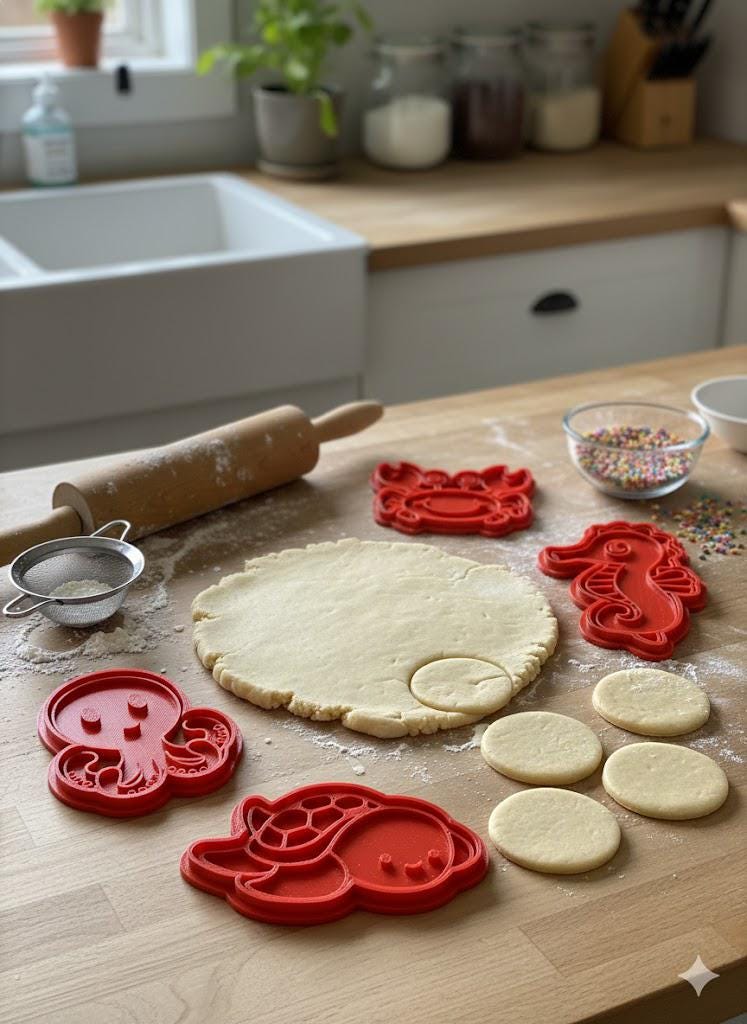 3D Printed Sea Creature Cookie Cutters: Ocean Animal Baking Set