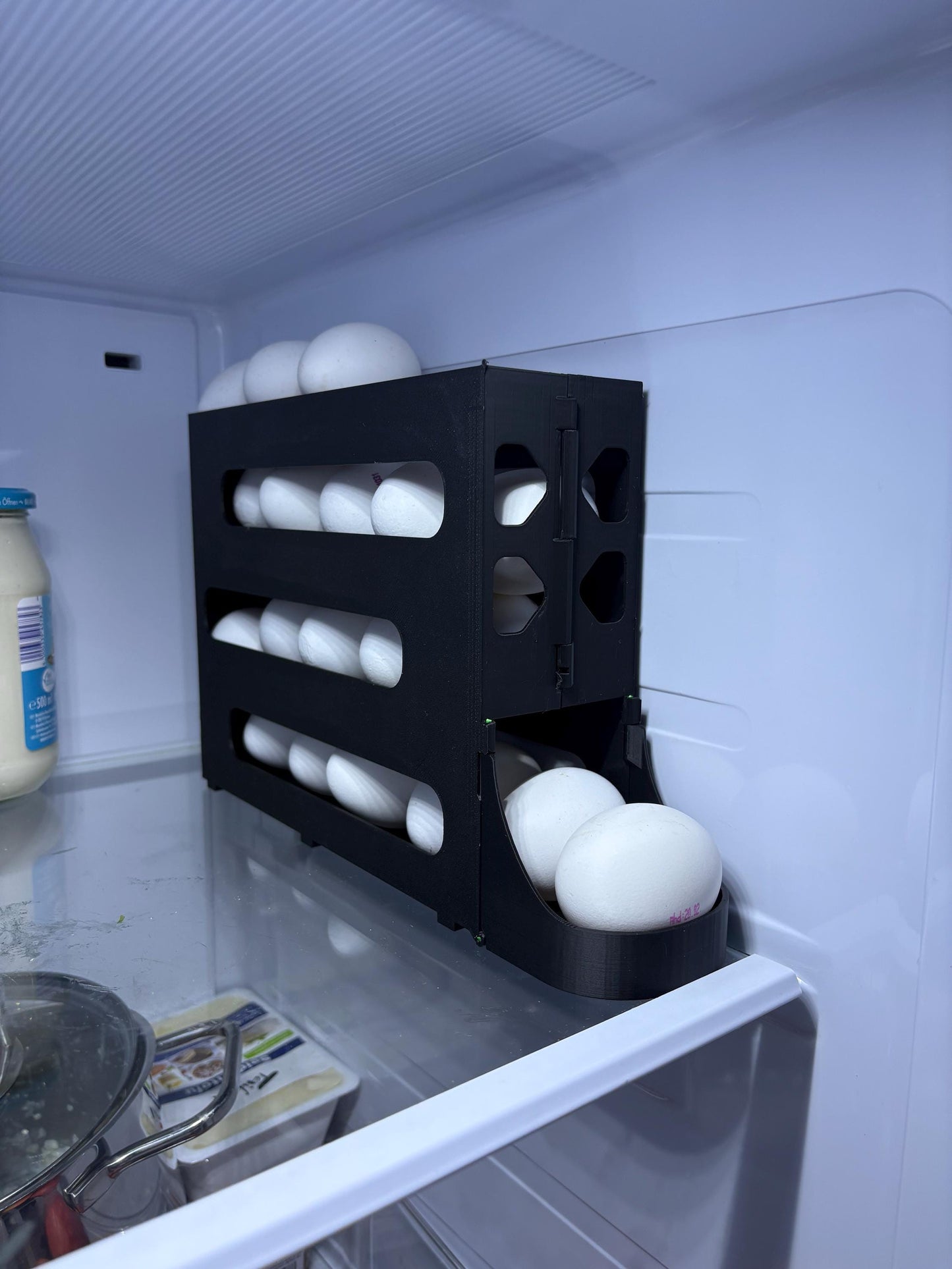 Gravity-Fed Egg Storage Dispenser | Space-Saving Fridge Organizer