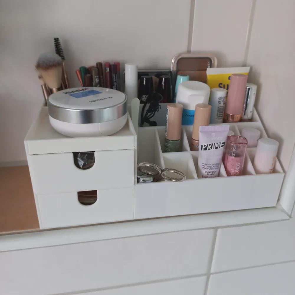 Compact Makeup Organizer with Drawers, Vanity & Bathroom Counter Organizer, Cosmetic Storage for Small Spaces