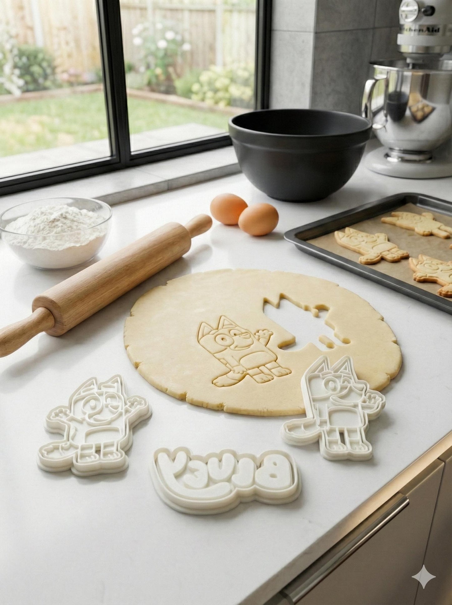 Bluey Cookie Cutter Set: Kids' Party Baking, Food-Safe Plastic
