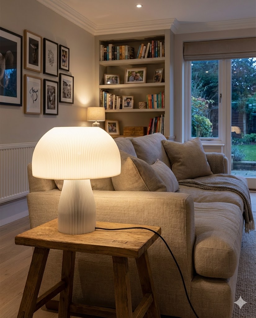 Borovia 3D Printed Mushroom Lamp | Smart LED Table Light with 16ft Cord