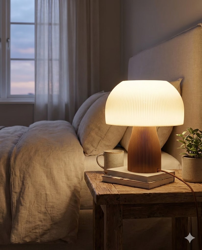 Borovia 3D Printed Mushroom Lamp | Smart LED Table Light with 16ft Cord