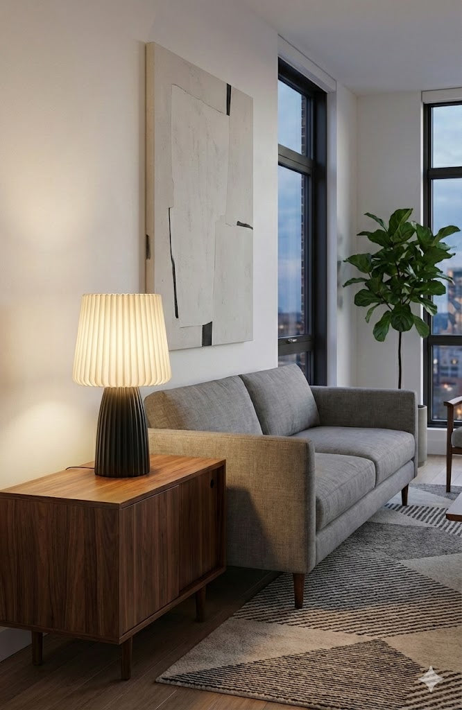 3D Printed Ribbed Table Lamp | Modern Scandi Light