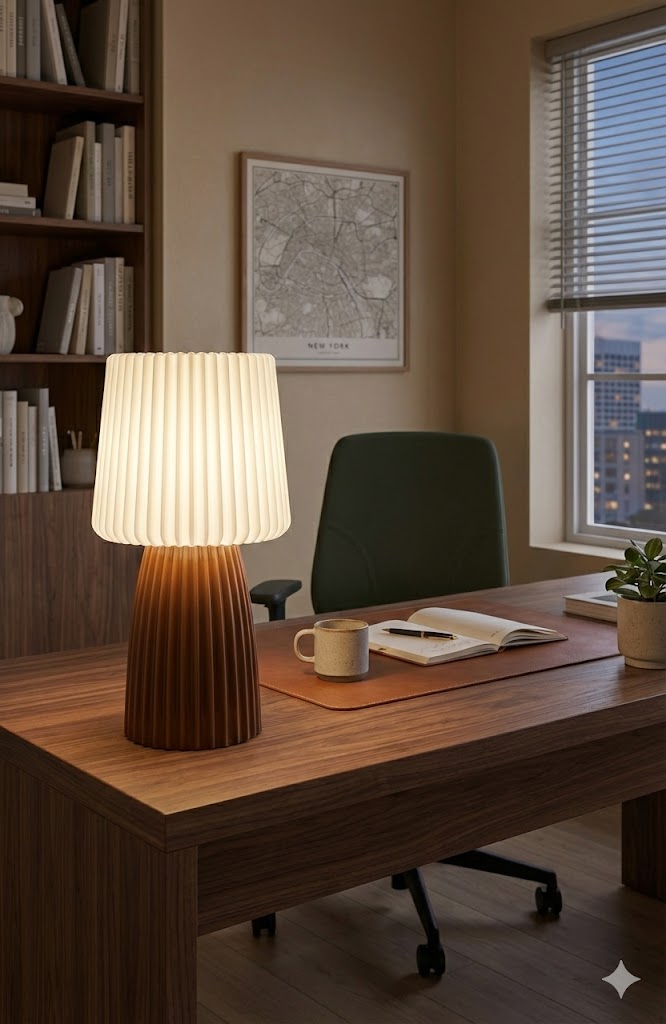 3D Printed Ribbed Table Lamp | Modern Scandi Light