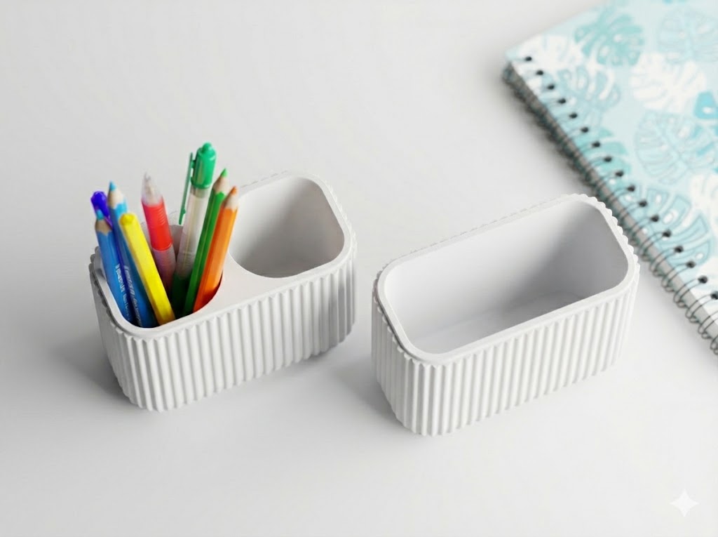 Elevate Your Desk: Elara Minimalist 3D Printed Organizer & Planter Set