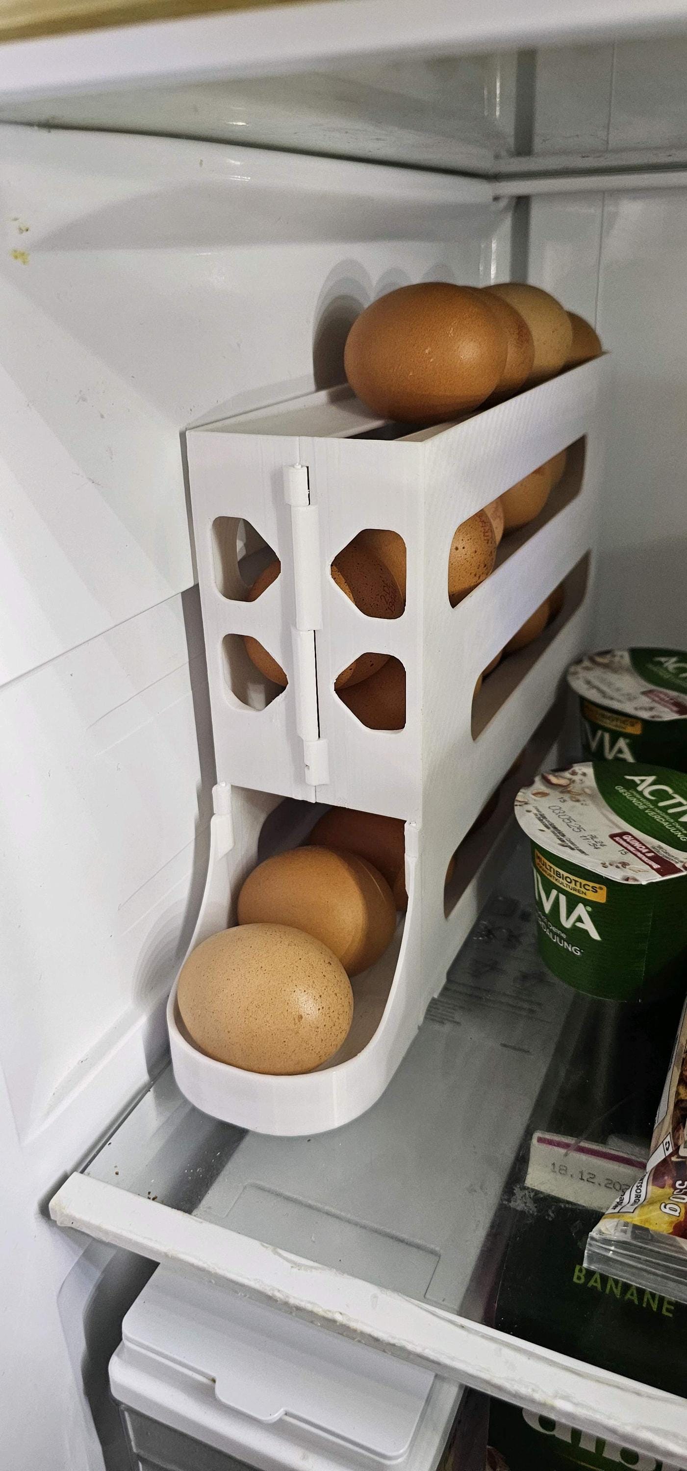 Gravity-Fed Egg Storage Dispenser | Space-Saving Fridge Organizer