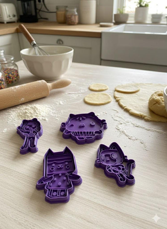 Gabby’s Dollhouse-Inspired Cookie Cutters – 4-Piece Set!