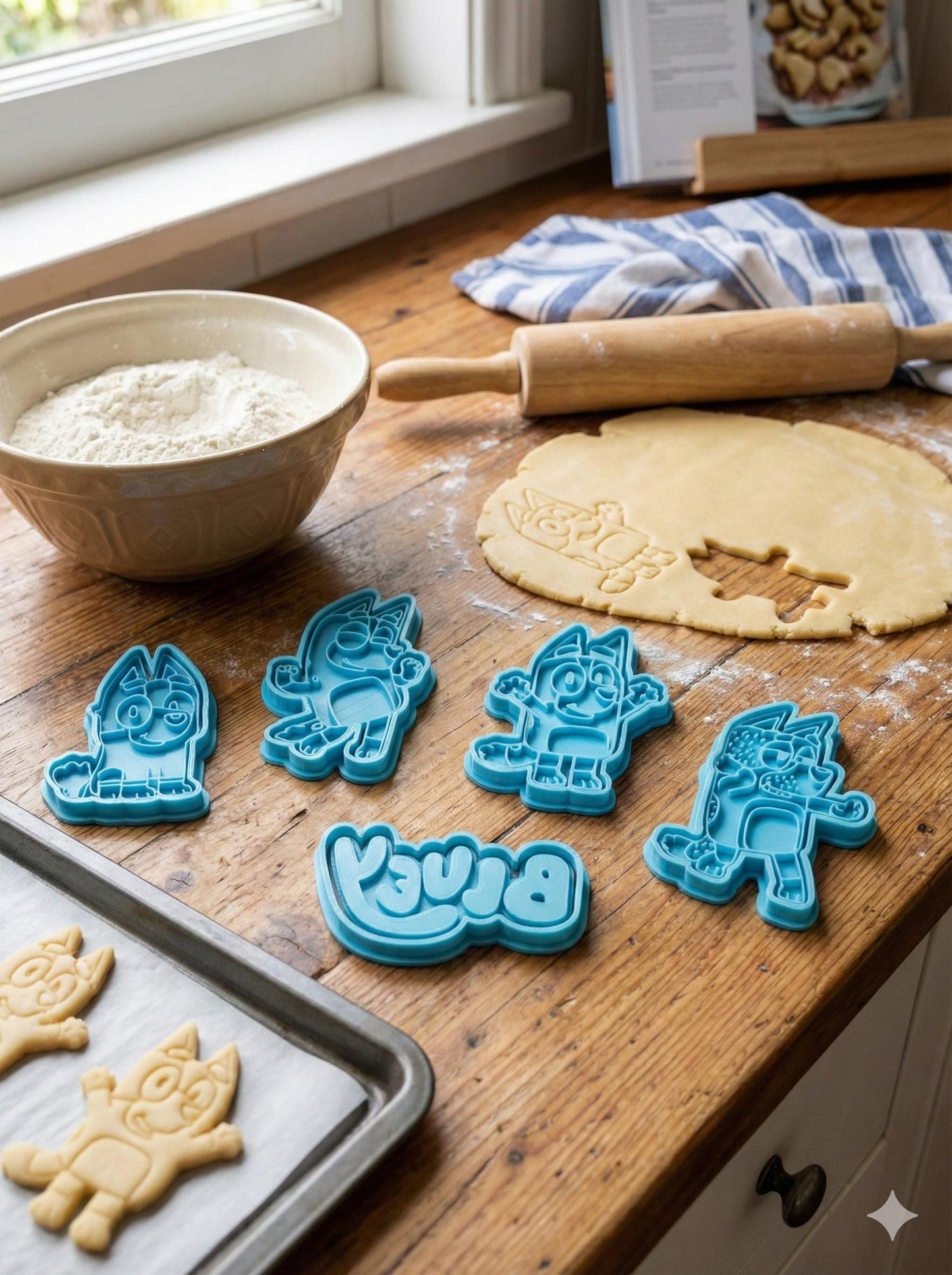 Bluey Cookie Cutter Set: Kids' Party Baking, Food-Safe Plastic